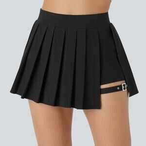 Halara Breezeful high waisted pleated 2 in 1 skort micro mini skirt with buckle